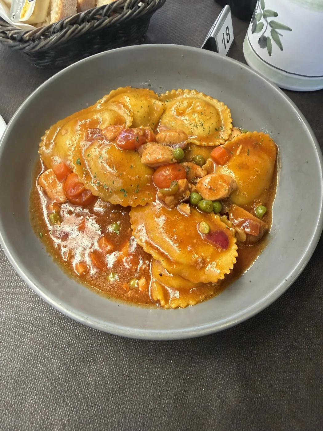 兔肉餡意大利雲吞（ravioli），攝於四月九日。